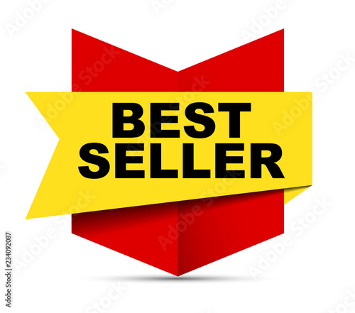 red vector banner best seller