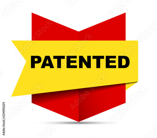 red vector banner patented