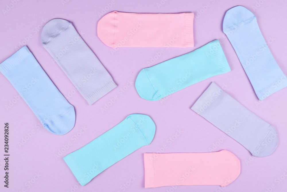 Colorful collection of cotton socks. Colorful collection of cotton socks.