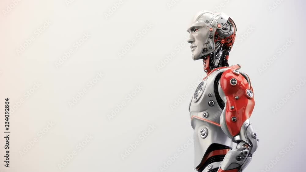 Smart robotic man in protective hat operating with tablet, 3d rendering with alpha Smart robotic man in protective hat operating with tablet, 3d rendering with alpha