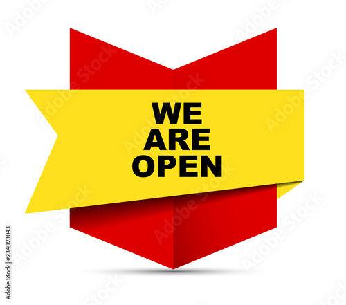 red vector banner we are open