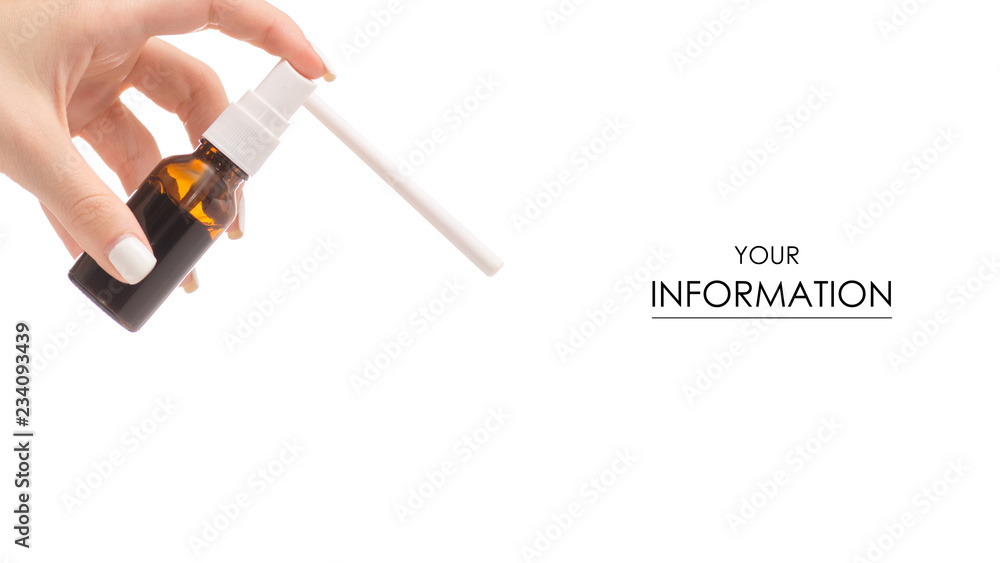 Spray for throat in hands medicine health pattern on white background isolation Spray for throat in hands medicine health pattern on white background isolation