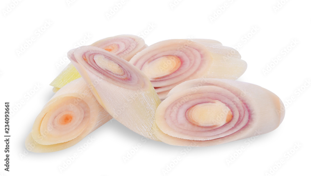 slices of lemon grass on white background slices of lemon grass on white background