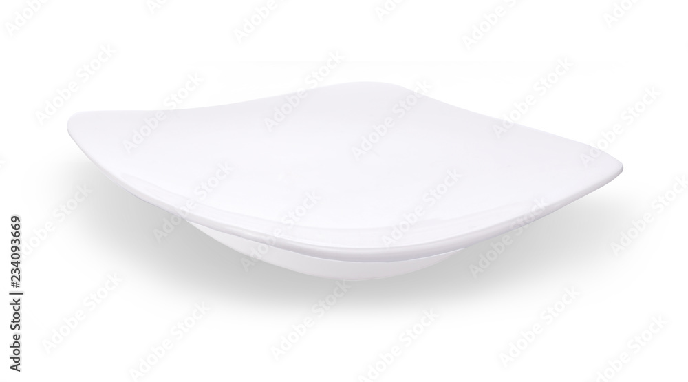 Empty white plate isolated on a white background Empty white plate isolated on a white background