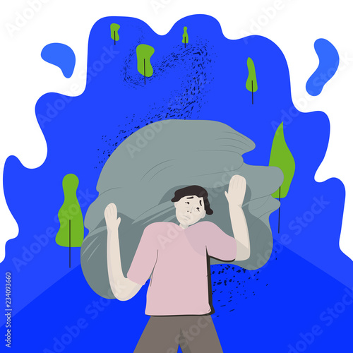 Illustration of emotional stress, feeling pain, inner guilt.