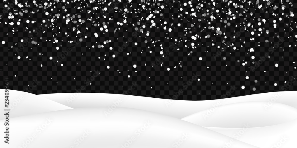 Vector realistic isolated Snow field with snowfall for decoration and ...