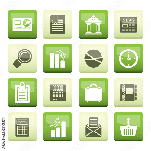 Business and Office Realistic Internet Icons over color background  - Vector Icon Set 3