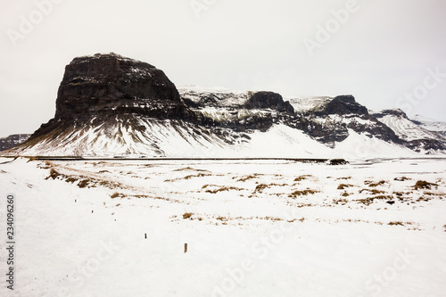 Beautiful scenery in winter snow Iceland