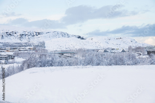Beautiful scenery in winter snow Iceland © keongdagreat