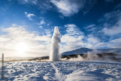 Leinwand Poster Geysir or sometimes known as The Great Geysir which is a geyser in Golden Circle