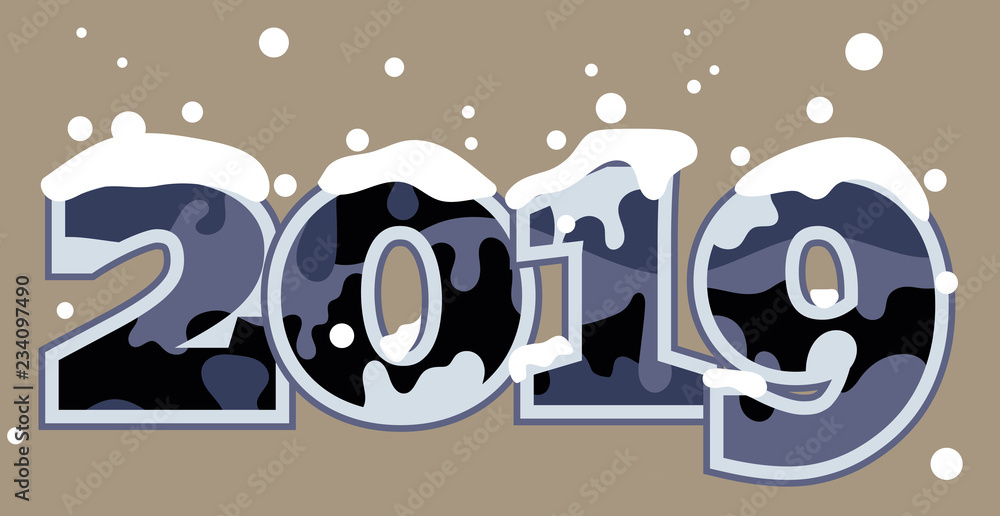 Fototapeta premium Inscription 2019 in camouflage style