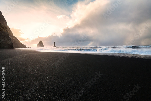 Wallpaper Mural Reynisfjara or better known as Black Sand beach view during sunrise Torontodigital.ca