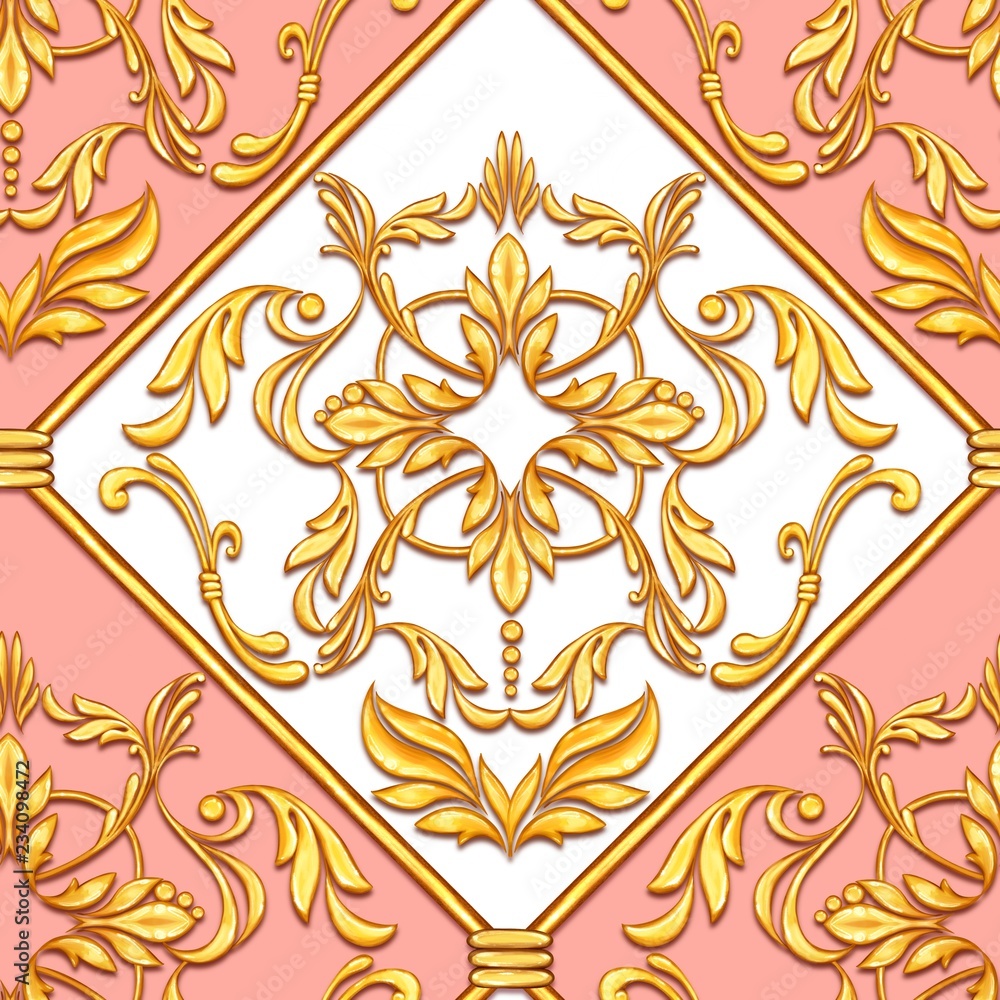 Seamless baroque pattern with decorative golden leaves Seamless baroque pattern with decorative golden leaves