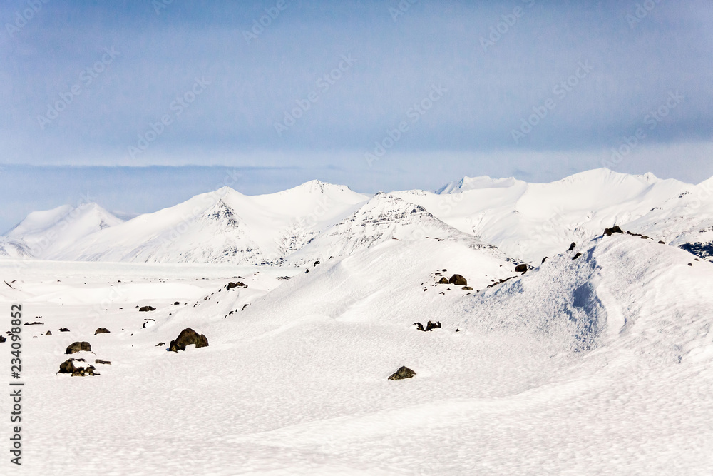 Jokulsarlon snow landscape in Hvannadalshnukur, Iceland for beautiful background Jokulsarlon snow landscape in Hvannadalshnukur, Iceland for beautiful background