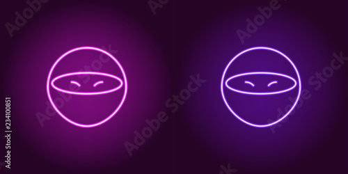 Neon ninja, glowing assassin. Vector game icon