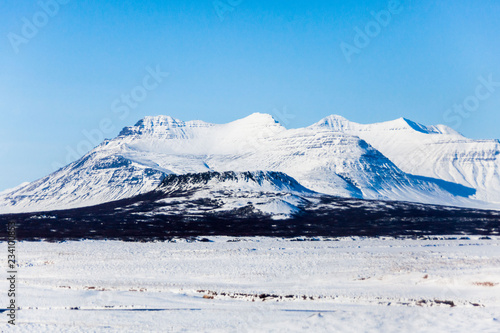 Borgarnes view during winter which is a town located on a peninsula at the shore of Borgarfjordur, Iceland