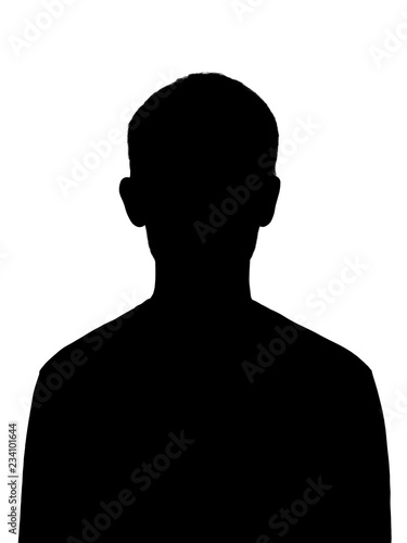 silhouette of young man isolated on white background