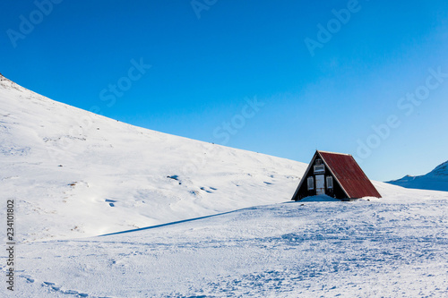 Olafsvik view during winter snow which is a charming small town in Iceland on the northern side of the Snaefellsnes Peninsula