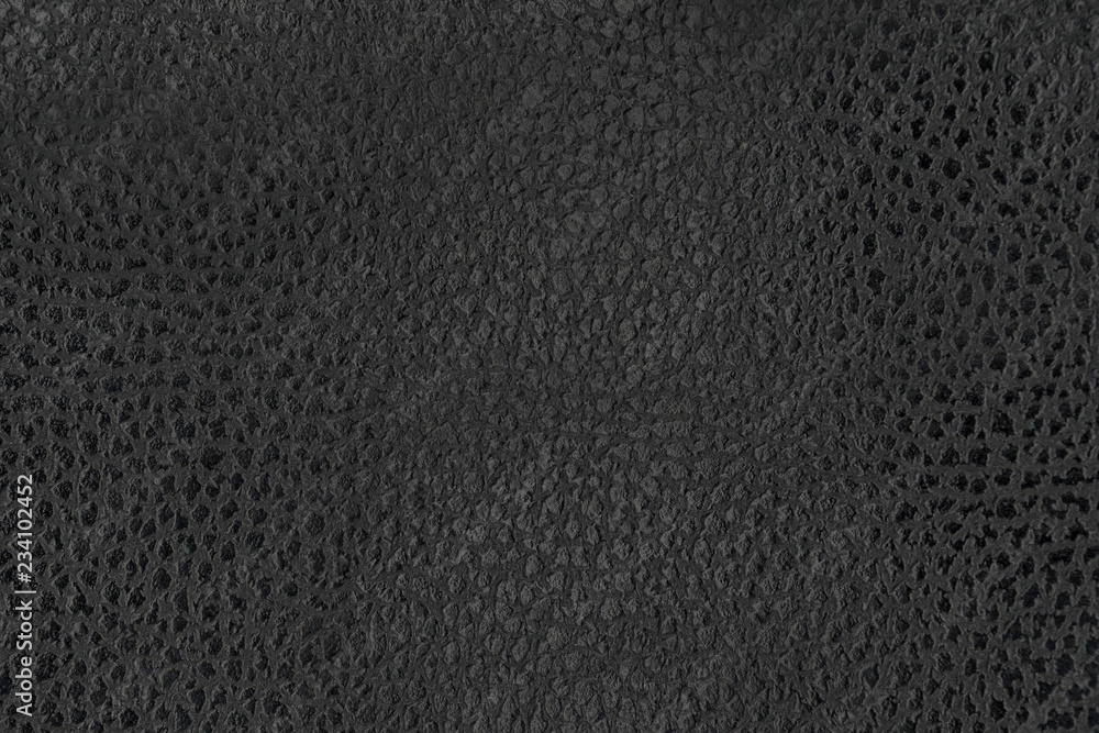 Black natural leather texture macro. Dark material with a pattern, wallpaper background Black natural leather texture macro. Dark material with a pattern, wallpaper background
