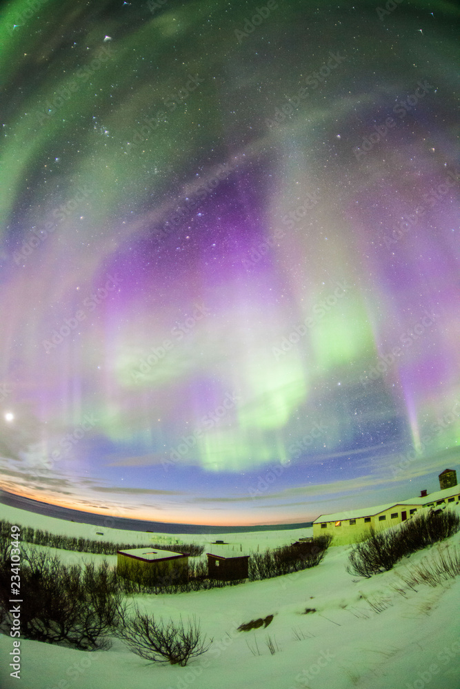 Aurora Borealis or better known as The Northern Lights for background view in Iceland, Reykjavik during winter