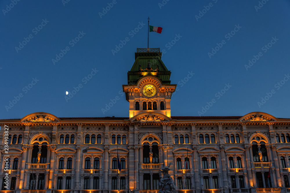 Obraz premium Das Rathaus Palazzo Comunale auf der Piazza dell’Unità d’Italia in Triest