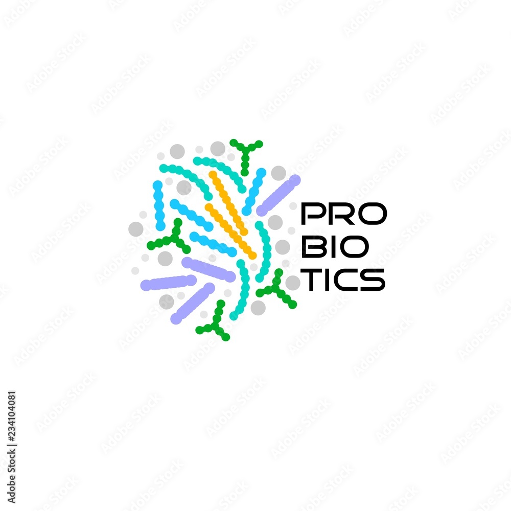 Probiotics logo. Bacteria logo. Concept of healthy nutrition ingredient for therapeutic purposes. Simple flat style trend modern logotype graphic design isolated Probiotics logo. Bacteria logo. Concept of healthy nutrition ingredient for therapeutic purposes. Simple flat style trend modern logotype graphic design isolated