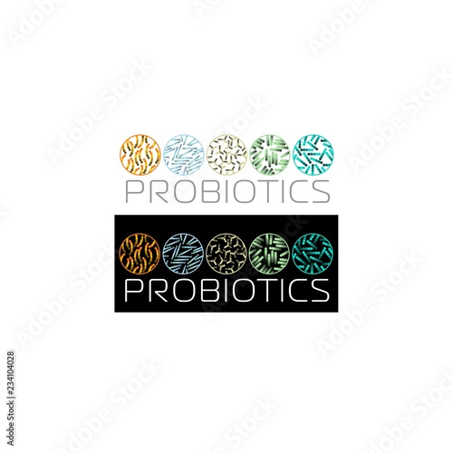 Probiotics logo. Bacteria logo. Concept of healthy nutrition ingredient for therapeutic purposes. Simple flat style trend modern logotype graphic design isolated