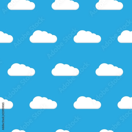 Seamless pattern. Clouds. White clouds pattern, blue background.