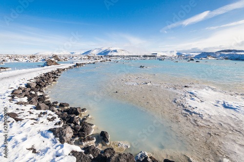 Beautiful Blue Lagoon view during winter in Iceland