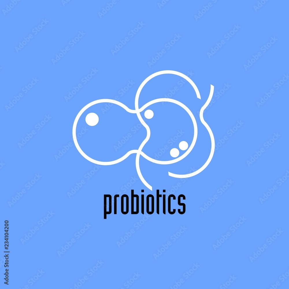 Fototapeta premium Probiotics logo. Bacteria logo. Concept of healthy nutrition ingredient for therapeutic purposes. Simple flat style trend modern logotype graphic design isolated