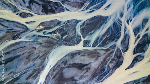 Drone view of an Icelandic riverbed photo