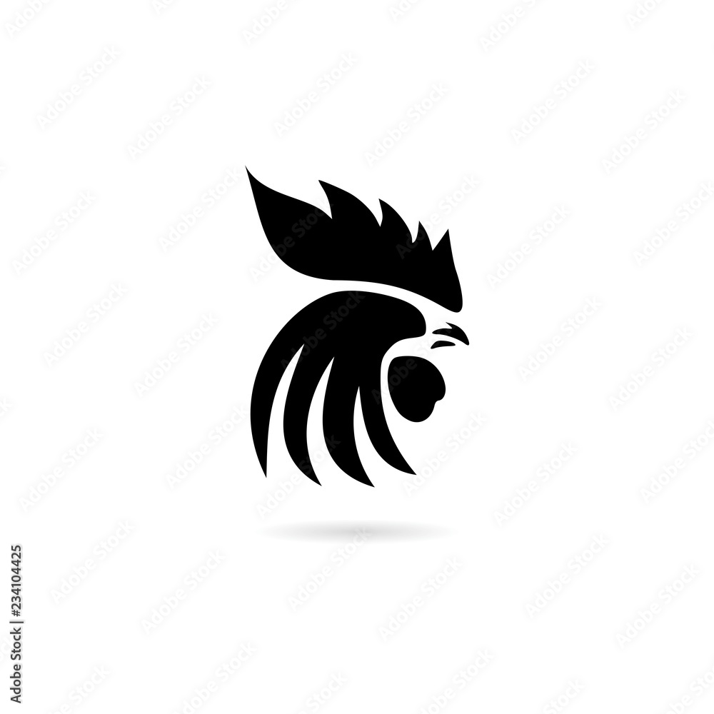 Black Rooster head icon or logo Black Rooster head icon or logo