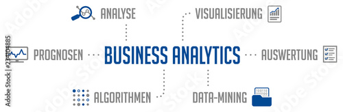 Business Analytics Infografik Blau