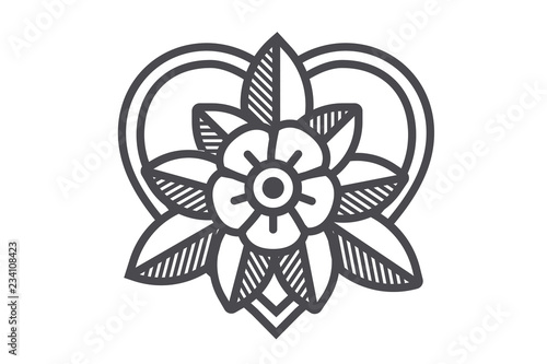 Wallpaper Mural Old school tattoo art flower for design and decoration. Vector illustration Torontodigital.ca