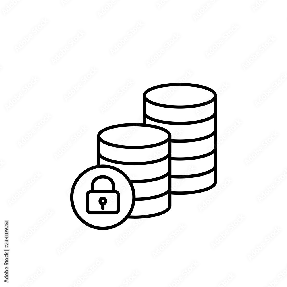 web money security line black icon on white background web money security line black icon on white background