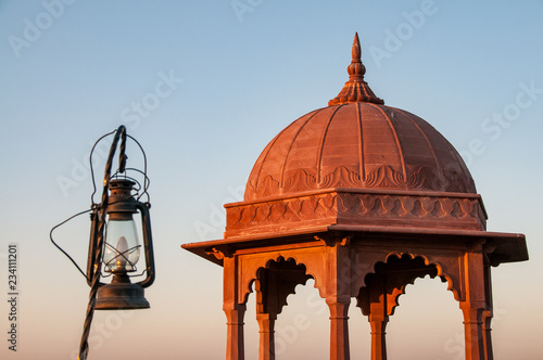 Oil lamp and domed gazebo at Khimsar Fort photo