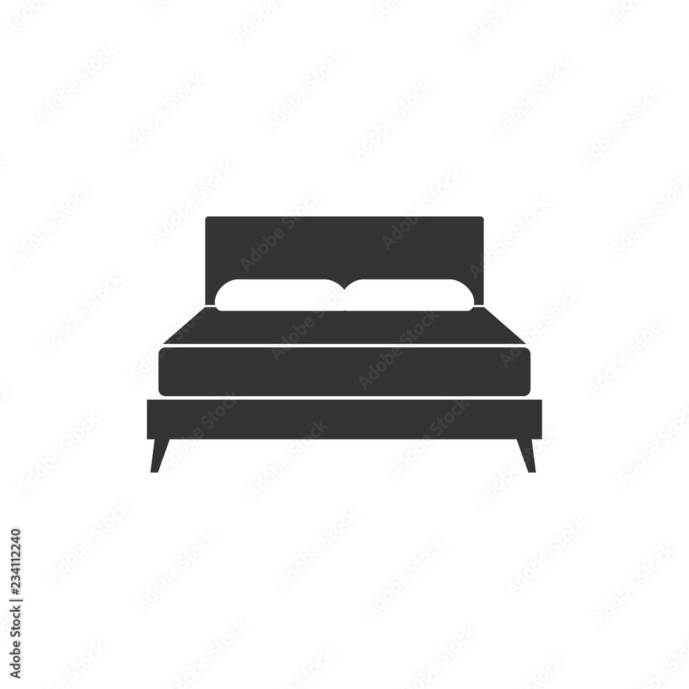 Double bed icon. Vector illustration, flat design. Double bed icon. Vector illustration, flat design.