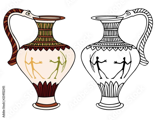 Ancient Mediterranean pottery, with bonus black outline version