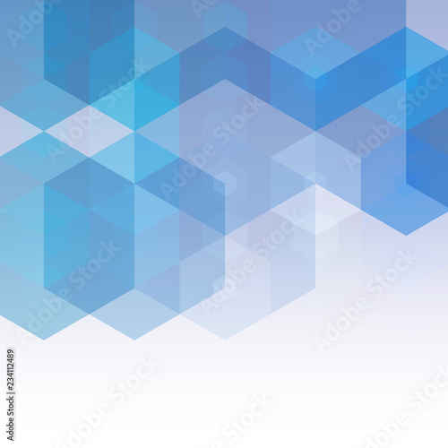white background blue hexagon. pattern design. The image is imaged in polygonal style. The idea for business design. Template for advertising mock-up, newspaper, certificate.