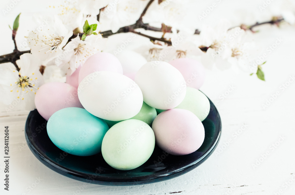Easter eggs on black background