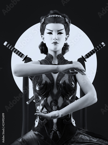 Fotografia kabuki make up geisha character -  3d rendering