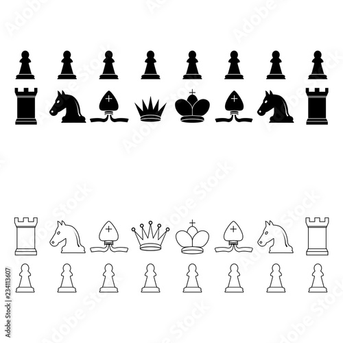 Chess pieces icon. Vector illustration, flat design.