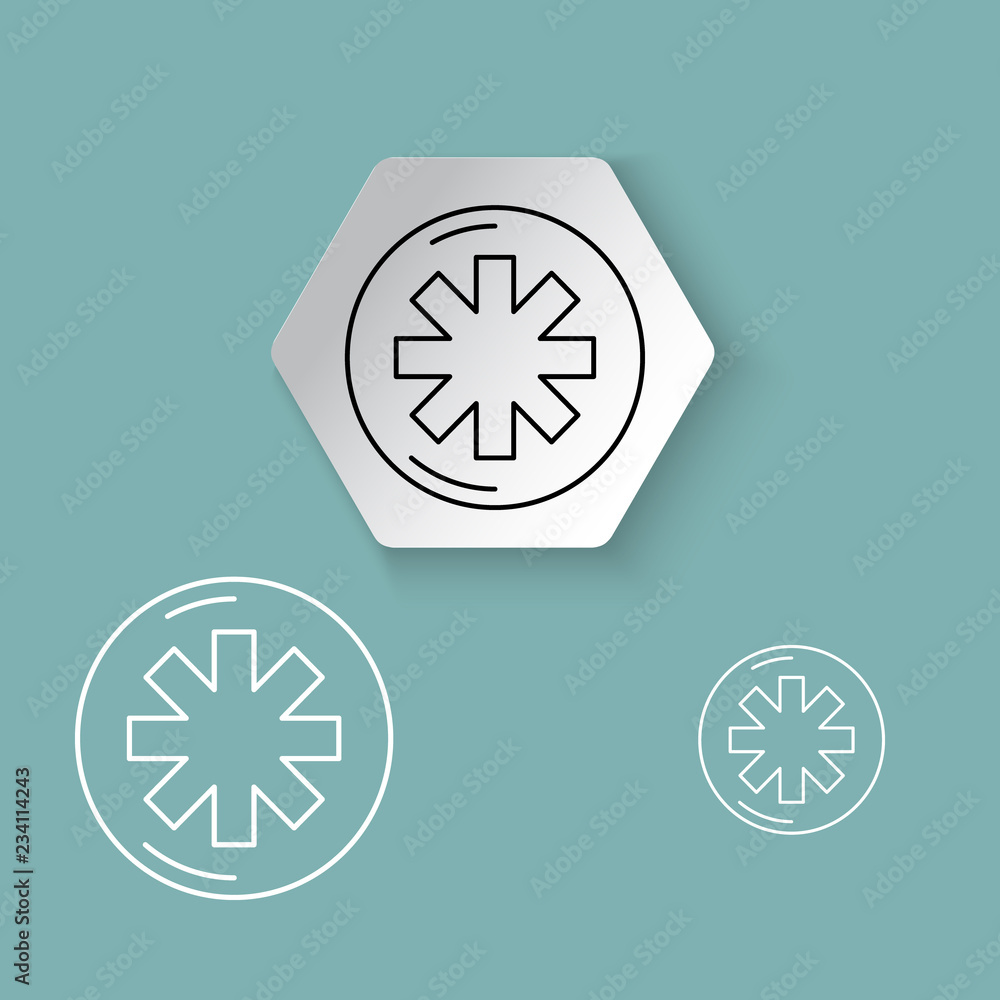 vector line icons, sign and symbols in flat design on paper cut circle and hextagon shape medicine and health vector line icons, sign and symbols in flat design on paper cut circle and hextagon shape medicine and health