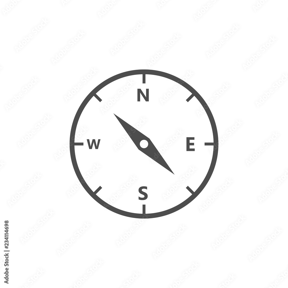 Compass, navigation icon. Vector illustration, flat design. Compass, navigation icon. Vector illustration, flat design.