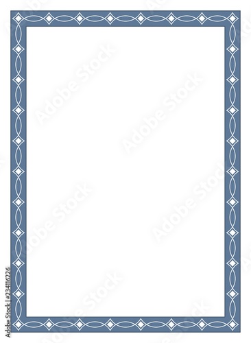 Antiker Rahmen in mittelalter Blau auf einem isolierten weißen Hintergrund