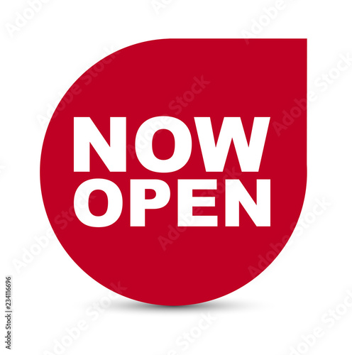 red vector banner now open