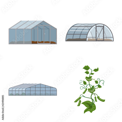 Isolated object of greenhouse and plant symbol. Collection of greenhouse and garden vector icon for stock. photo