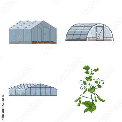Isolated object of greenhouse and plant symbol. Collection of greenhouse and garden vector icon for stock.