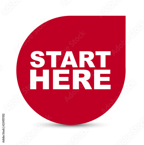 red vector banner start here