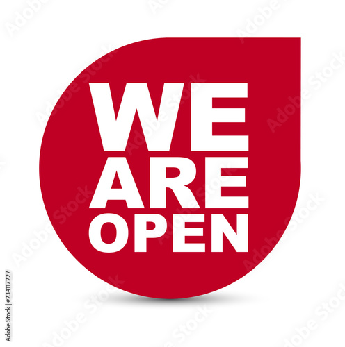 red vector banner we are open